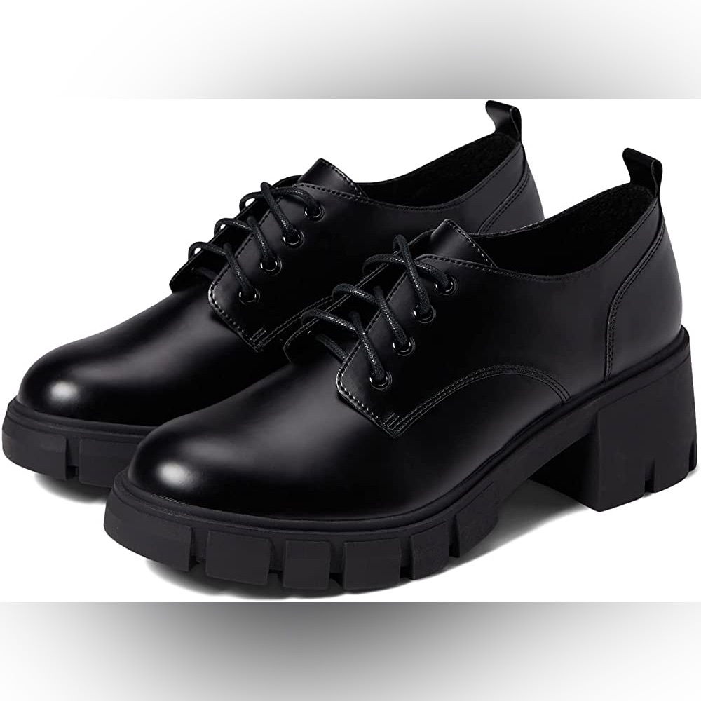 NWOT madden girl hicks lace up chunky loafers black size 5.5